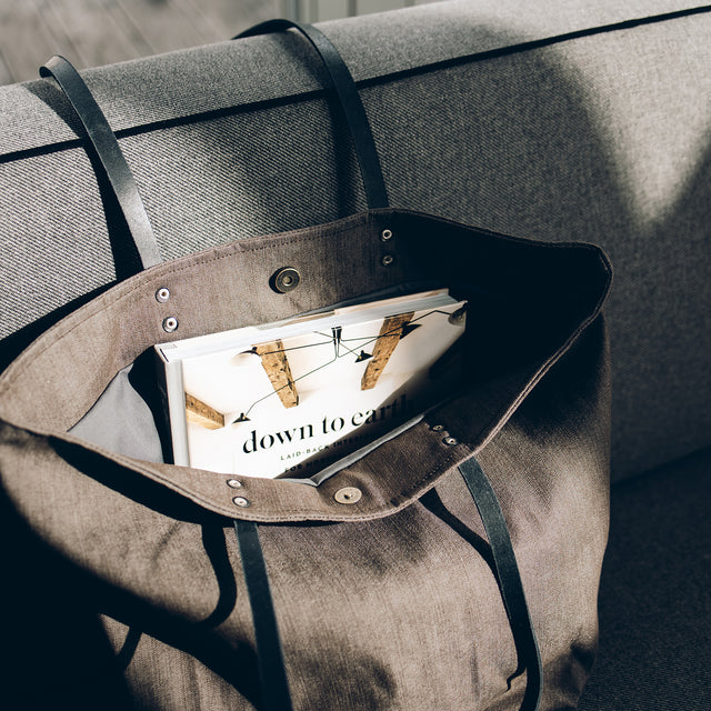 Brown Denim Tote Bag