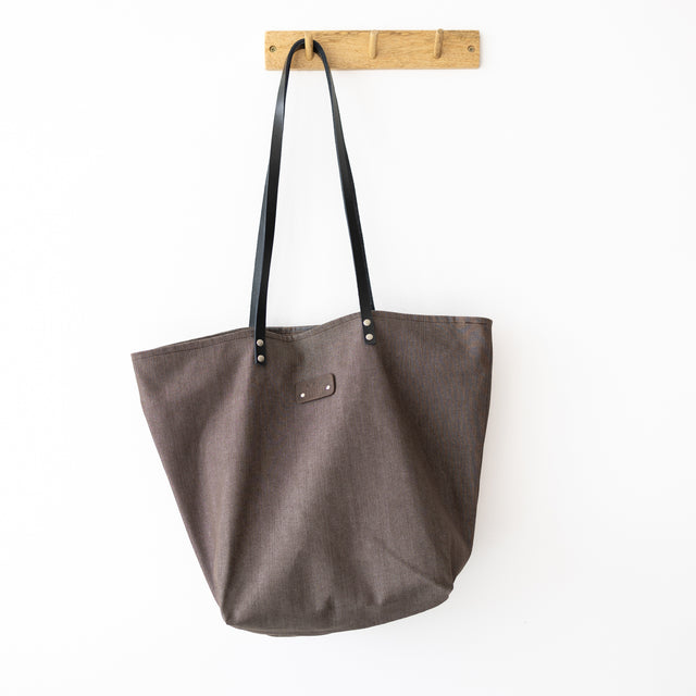 Brown Denim Tote Bag