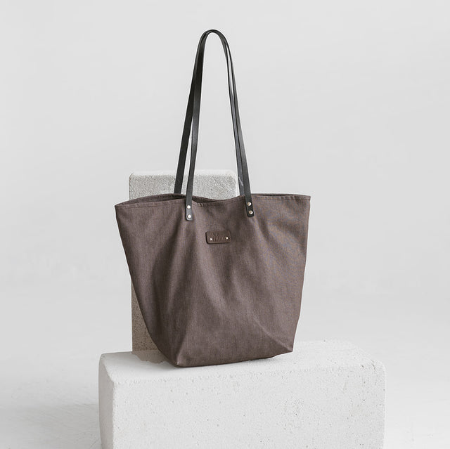 Brown Denim Tote Bag